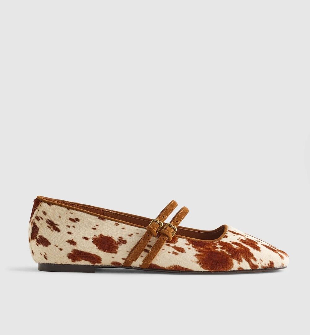 Madewell The Greta Double Strap Ballet Flat Russet Multi Cow Hair Mary Jane 7 - Picture 1 of 12